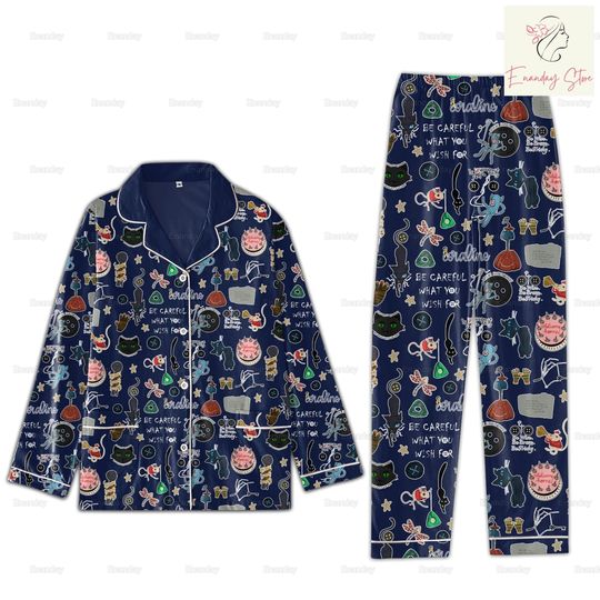 Discover Halloween Coraline Pajamas Set, Spooky Movie Shirt, Halloween Coraline Shirt, Coraline Doll Pjs, Button Eyes Shirt, Horror Characters