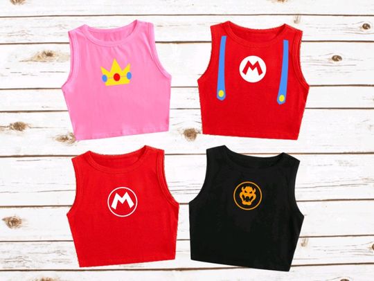 Mario Crop Top Super Nintendo Shirt Universal Studios Crop Tank Bowser Birthday Princess Peach Hollywood Orlando