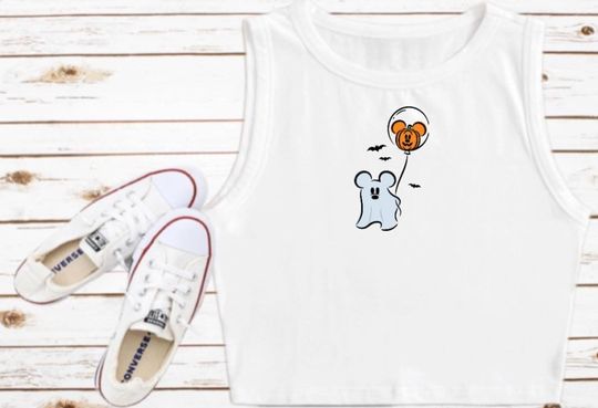 Discover Ghost Mickey Mouse Crop Top Disneyland WDW Crop Tank Mickey Cropped Oogie Boogie Bash