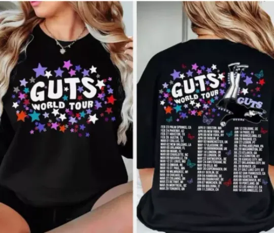 Discover Olivia Rodrigo Guts Tour 2 Sides, Tour 2024 Shirt