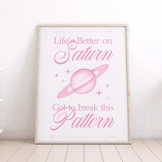 Discover Pink Saturn SZA Lyric Poster, Cute Wall Decor For Bedroom and Living Room