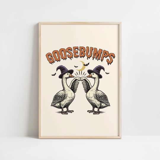 Goose Bumps Halloween Wall Art, Vintage Style Halloween Art Print, Holiday Art Decor