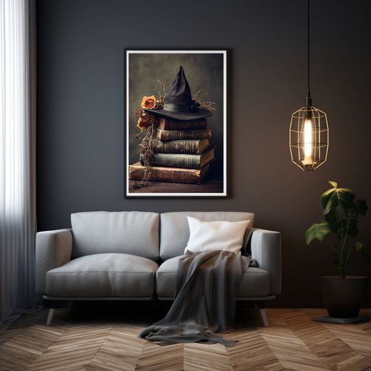 Printable Halloween Wall Art Print Witchy Spells Prints Vintage Neutral Witch