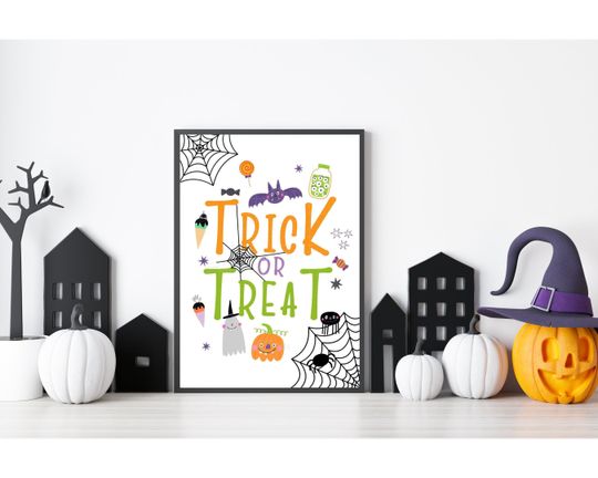 Discover Halloween Print, Kids Room Halloween Wall Art, Trick or Treat Poster