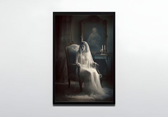 Discover Ghost Lady Portrait, Gothic Victorian Digital Print, Dark Academia