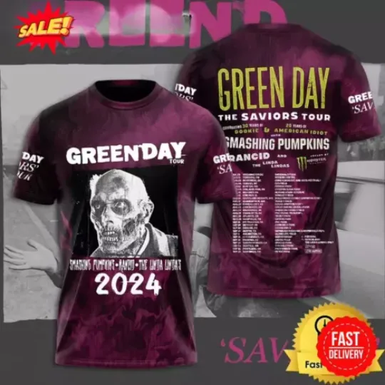 Discover 2024 Green Day Band Tour 2024 3D Unisex T Shirt For Men Women