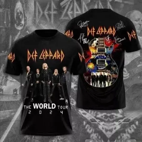 Discover Def Leppard and Journey Rock Tour 2024 3D T-shirts gift for fan
