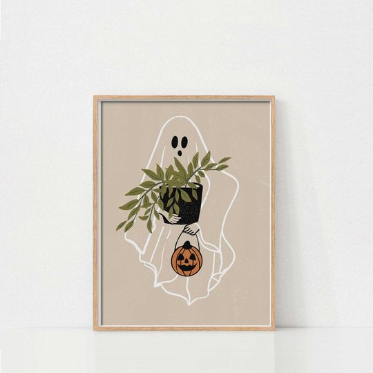Halloween Art Print, Plant Lover Halloween Wall Art, Halloween Poster