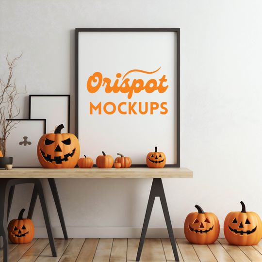Discover Halloween Frame Mockup, Printable Wall Art Halloween Boo Digital, Halloween Poster Mockup