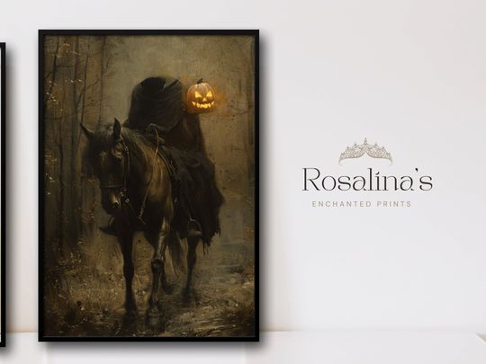Discover Printable Vintage HEADLESS HORSEMAN Oil Painting | Download Art