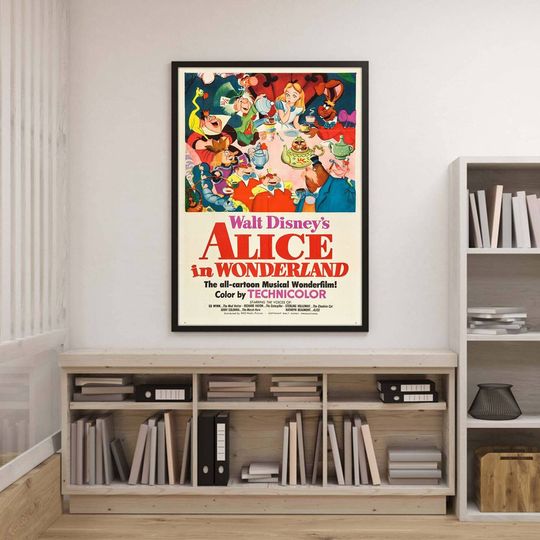 Alice In Wonderland Poster,  Alice In Wonderland 1951 Film Poster, Vintage Cheshire Cat Poster, Disneyland Poster, Family Birthday