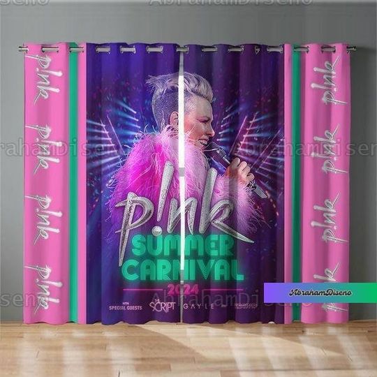 P!nk Pink Summer Carnival 2024 Curtain, Pink On Tour Door Curtain, Pink Trustfall Album Curtain, Pink Concert Decor Pink Singer Fan