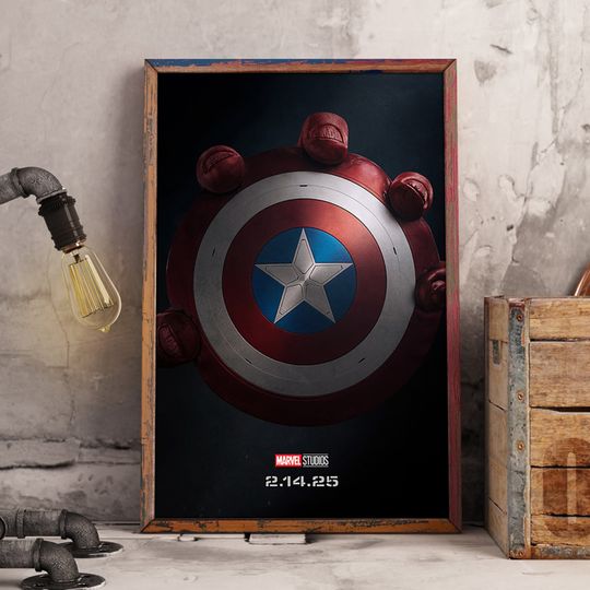 Captain America Brave New World Poster, Captain America 4 Poster,  Avengers Superhero Home Decor Poster