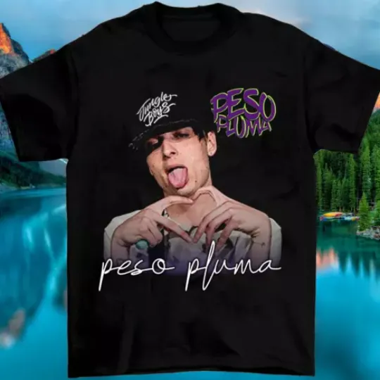Discover Peso Pluma Signature For Fans Black T-Shirt Cotton All Size