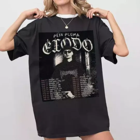 Discover Peso Pluma Exodo Tour 2024 Shirt, Vintage Peso Pluma Shirt, Exodo 2024 Concert