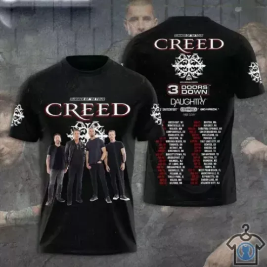 Discover Creed Band Shirt For Men Women Creed 2024 Tour Summer of 99 Tour 3D T Shirt