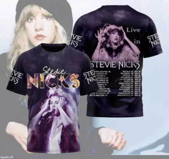RARE Stevie Nicks Tour 2024 Live In Concert 3D T Shirt, Gift For Fans