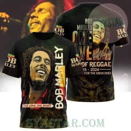Bob Marley 2024 Tour T-Shirt 3D S-5XL Gift For Fans Tshirt