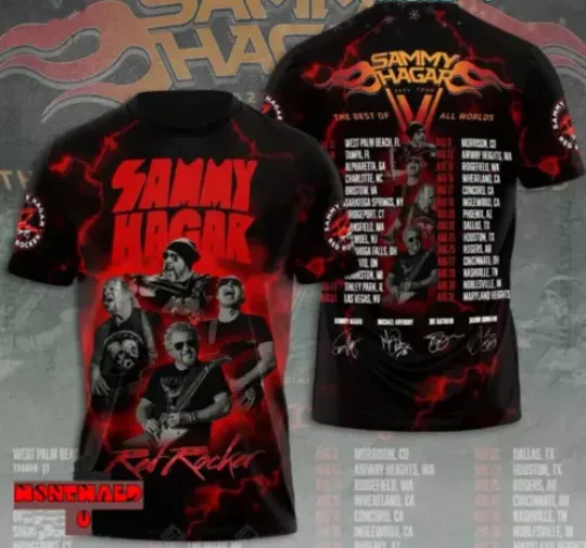 Discover Red Rocker Sammy Hagar 2024 Tour The Best Of All World 3D All Over Print T-Shirt