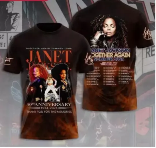 Janet Jackson Together Again Tour 2024 3D Print T-Shirt For Men Women
