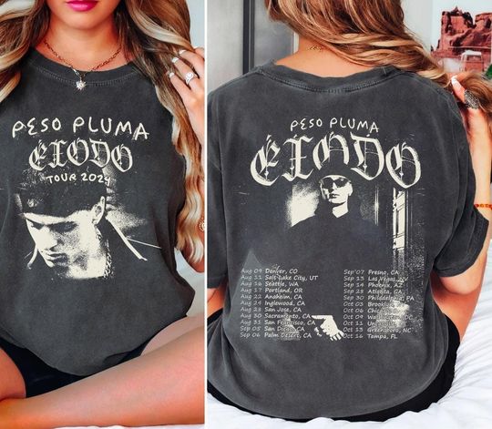 Discover Peso Pluma 2 Sides Shirt, Vintage Peso Pluma 2024 Concert Tour Shirt, Peso Pluma Exodo Tour Shirt, Peso Pluma Pop Music Shirt
