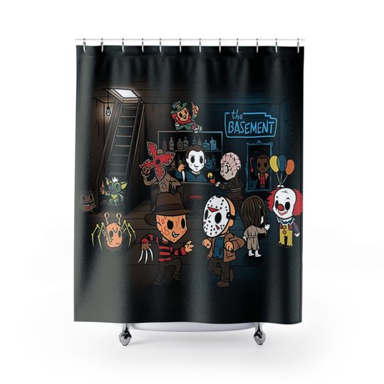 Horror Friends Shower Curtain, Decor, Bathroom, Halloween