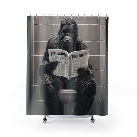 Discover Funny Shower Curtain of Bigfoot, Funny Bathtub Curtain, Funny Bigfoot Shower Curtain