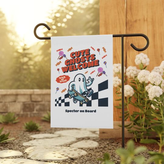 Discover cute ghost garden flag, Fall Halloween house banner, Trick or treat garden flag