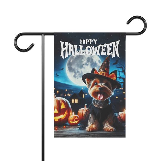 Discover Yorkie Halloween Garden Flag, Witch Hat Dog Banner, Halloween Yard Decoration