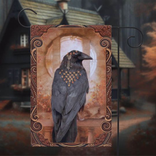 Discover Raven Garden Flag Magical Witchy Black Bird Autumn Yard Flag Decoration