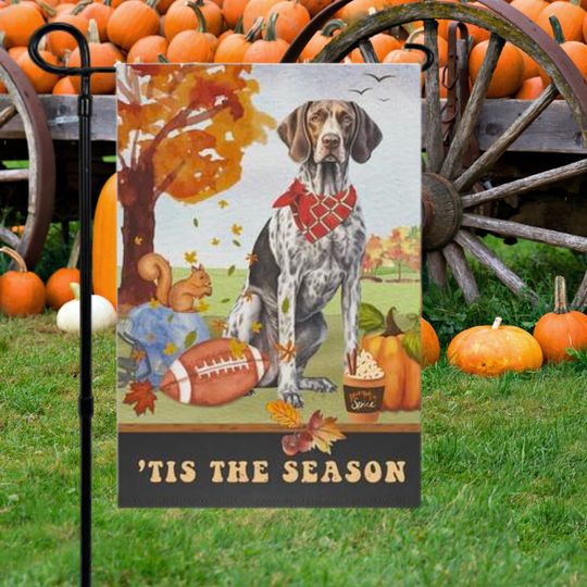 Discover German Shorthaired Pointer Dog Fall Autumn Garden Flag, Football, Pumpkin Spice