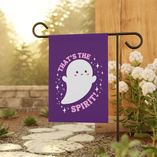 That's the Spirit Cute Ghost Purple Spooky Halloween Garden Flag Yard Decor