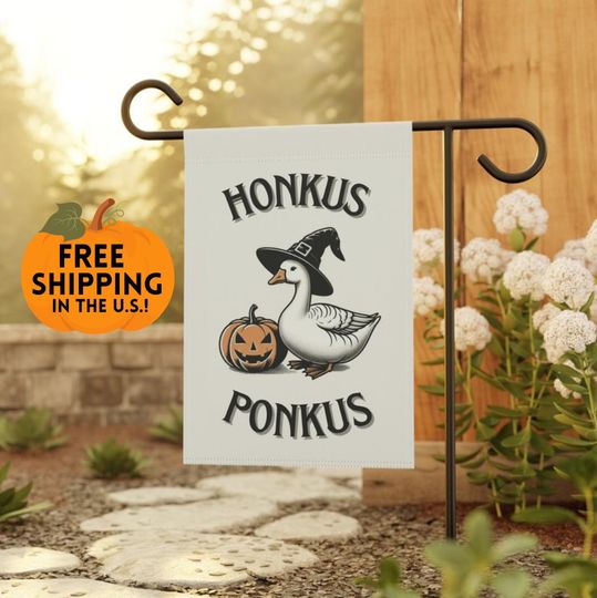 Honkus Ponkus Silly Goose, Funny Halloween Garden Flag, Garden & House Banner