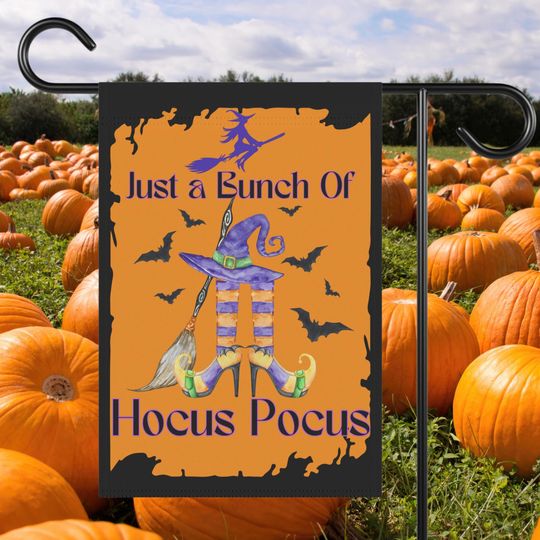 Just a Bunch of Hocus Pocus Garden & House Banner, Cute Halloween Garden Flag, Witch Halloween Decor for Home, Hocus Pocus Movie Lover
