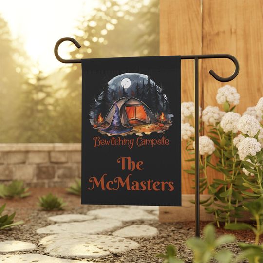 Discover Personalized Camping Flag, Custom Camping Garden Flag, Campsite Sign, Camper Gift, RV Campsite Flag, Halloween Lawn Flag, Family Name Flag