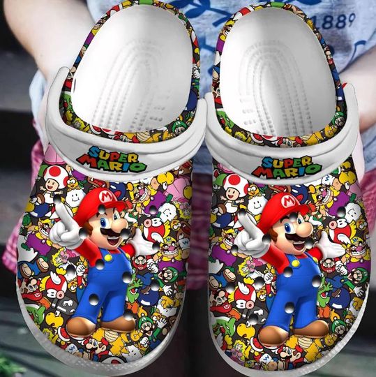 Super Mario Clogs Shoes, Super Mario Clogs For Men Women, Super Mario Summer Shoes