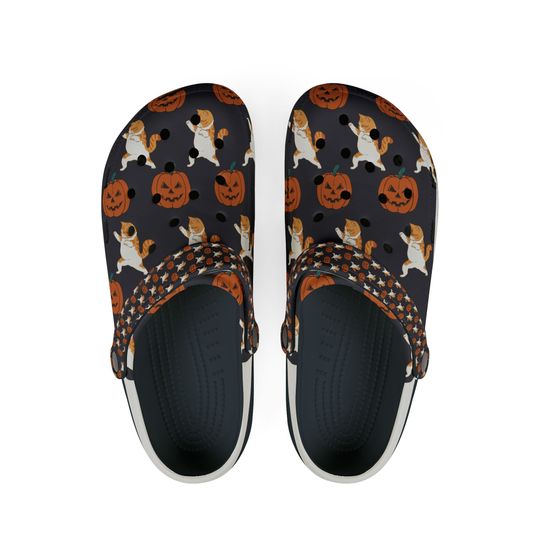 Halloween Pumpkin Cat Pet Lover Unisex EVA Foam Clogs Rubber Shoes Horror Sandals Gift