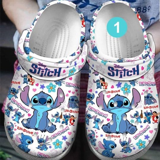 Personalized Lilo Stitch Crocband Clogs Shoes, Clog Shoes For Mini Kids