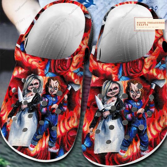 Chucky Shoes, Wanna Play Chucky Men Shoes, Scary Film Sandals, Halloween Movie Shoes