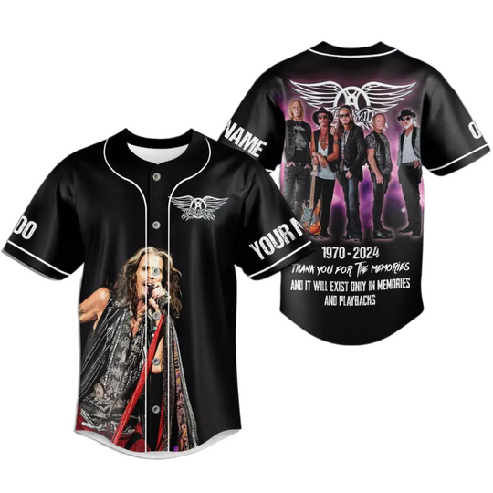 Aerosmith 1970 2024 Thank You Personalized Baseball Shirt