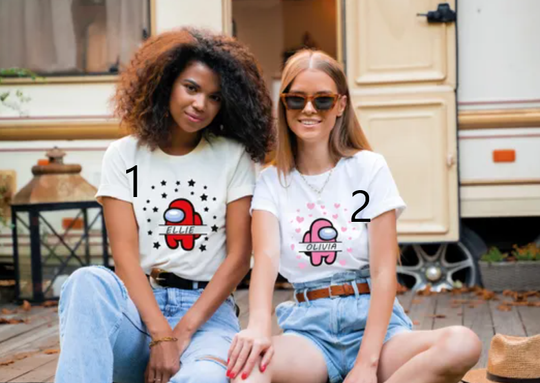 Discover Personalized Among Us Your Name On T Shirt, Custom Among Us Shirt, Birthday Among Us Crewmate Gaming Kids And Adult Tee Shirt, Gift For Her