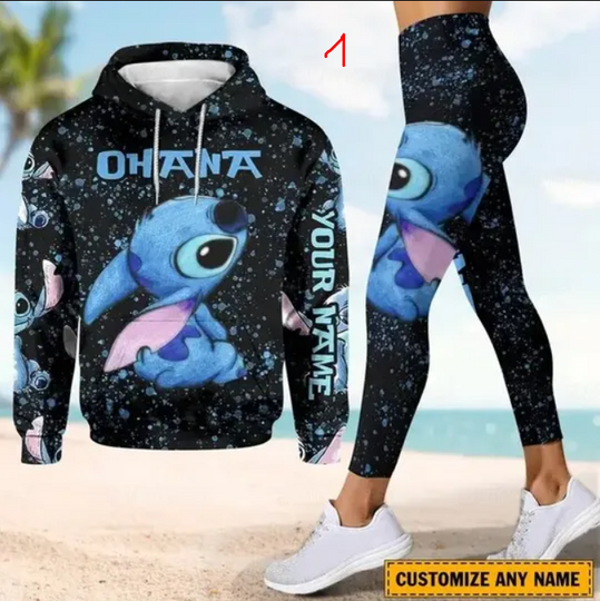Disney Stitch 3D Hoodie Leggings Set