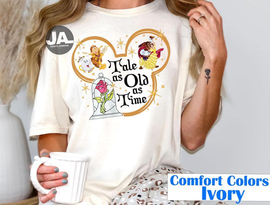 Discover Comfort Colors Vintage Tale as Old as Time T Shirt, Disney Princess Shirt, Princess Belle Shirt, Disney Trip T-Shirt, Matching Disney Shirt