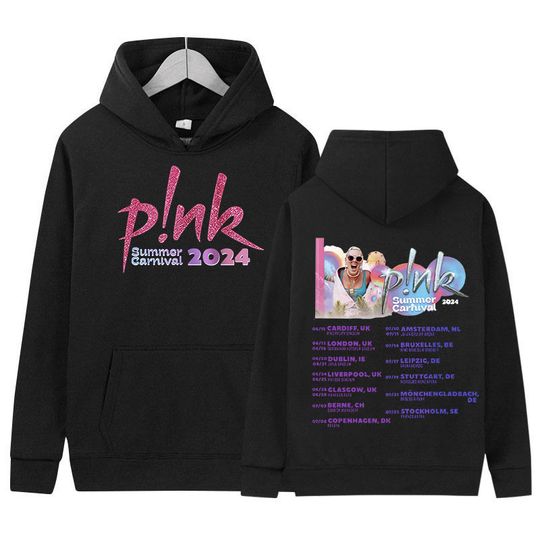 Discover Singer P!nk Pink Summer Carnival Tour 2024 Print Hoodie Men Women Hip Hop Retro Fashion  Pullover Streetwear