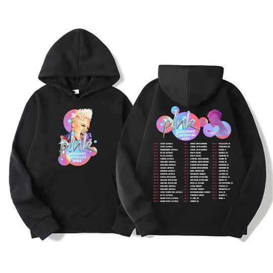 Discover Singer P! NK Pink Tour Summer Carnival 2024 Hoodie Men Women's Fashion Hip Hop Casual Pullovers Hoodies Y2k
