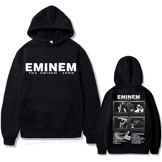 Rapper Eminem Music Album Graphic Hoodie World Tour Gift for Fan Men Women Vintage Fashion Streetwear