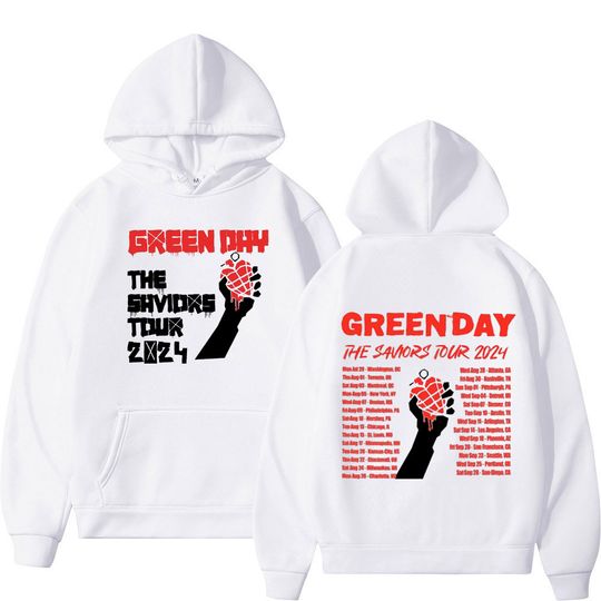 Y2K Green Day Bands The Saviors Tour 2024 Print Hoodie Men Women Fashion Punk Rock Hooded Sweatshirt High Quality Fleece Pullove