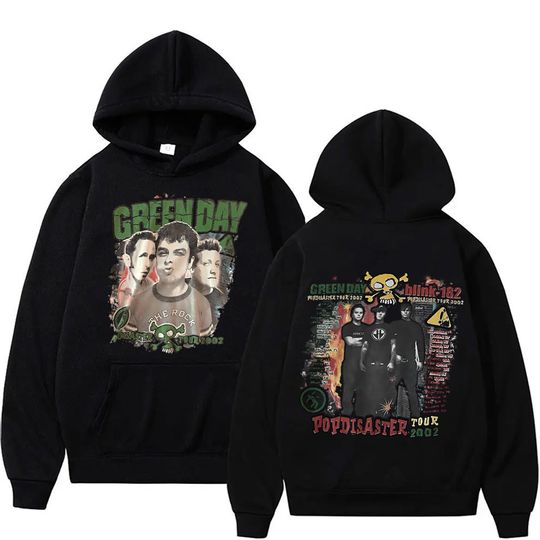 Rare Punk Band Green Day Popdisaster Tour 2002 Hoodie Men Vintage Gothic Rock Male Fleece Cotton Hoodies