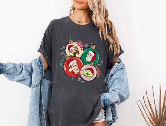 Disney Toy Story Christmas Ball Shirt, Disney Woody Buzz Aliens Slinky Dog Christmas Shirt