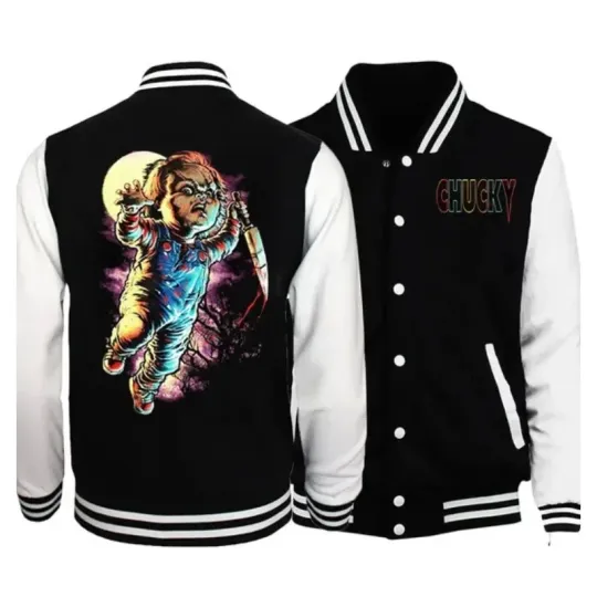 Discover Hot Usa Anime Movies Horror C-Chuckys Movie Baseball Jacket Sweatshirt Polyester Casual Men Clothing  Winter Coat tops
